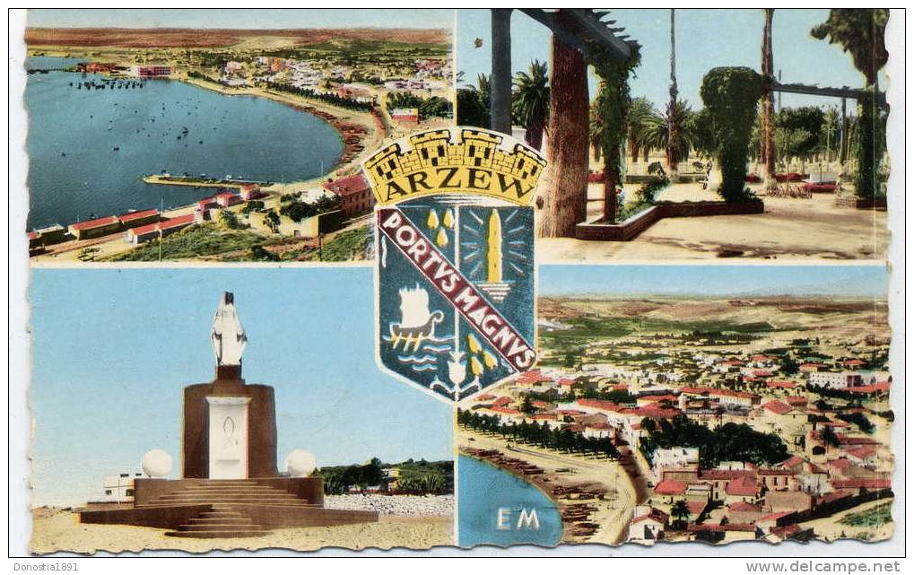 ALGERIE   ARZEW  9x14 dentelée , glaçée , écrite non timbrée