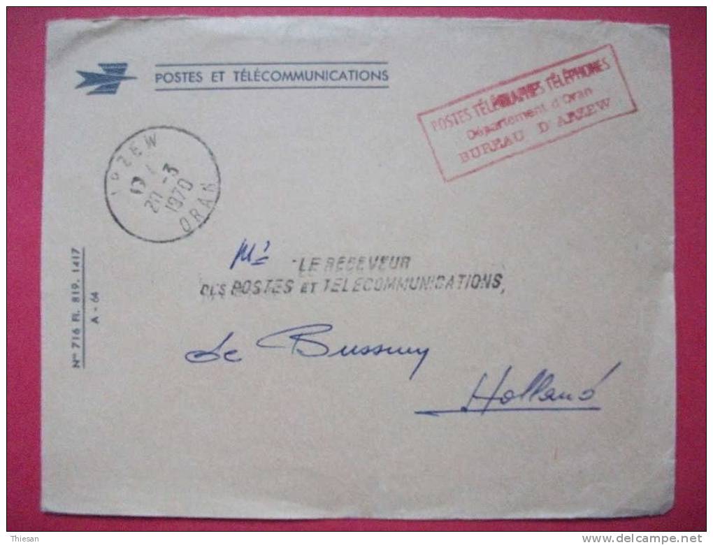 Algérie Lettre Service PTT Arzew / Oran 1970
