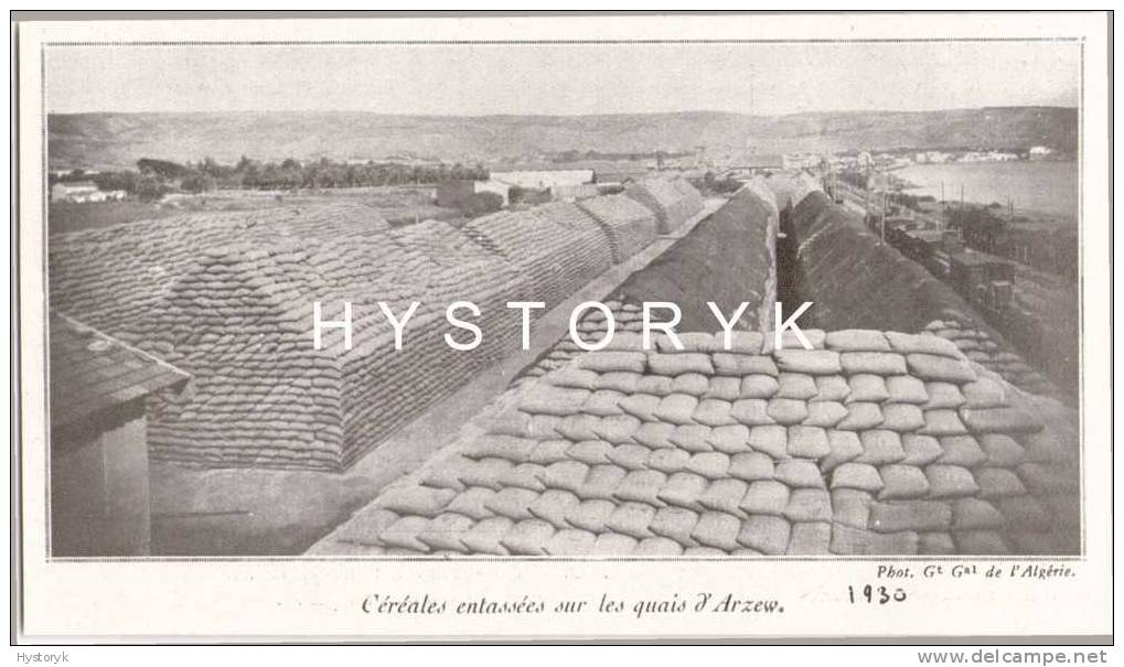 arzew algerie céréales entasses 16x9Cm 1930 rare photo issu d´un magazine ançien de cette année là