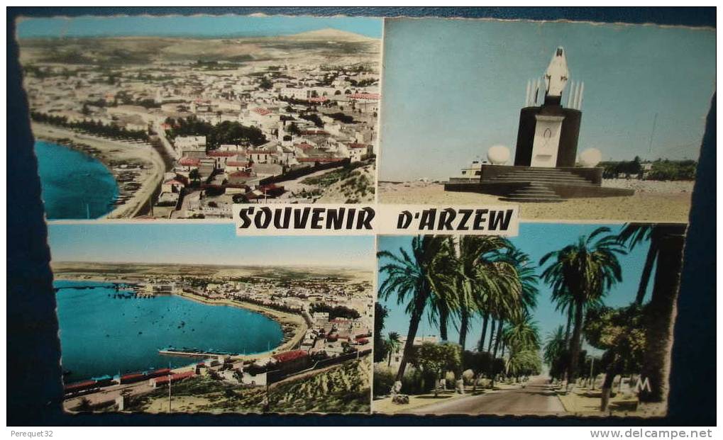 Souvenir D'ARZEW.Multivues voyagé,be,plissures,oblit eration interesante