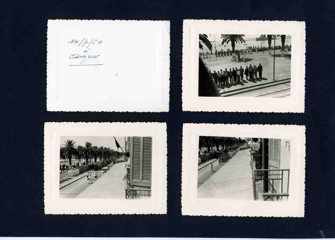 ALGERIE -  ARZEW - CEREMONIE  DU  14 JUILLET 1954 - 7 PHOTOS FORMAT 10,5 x 8 cm