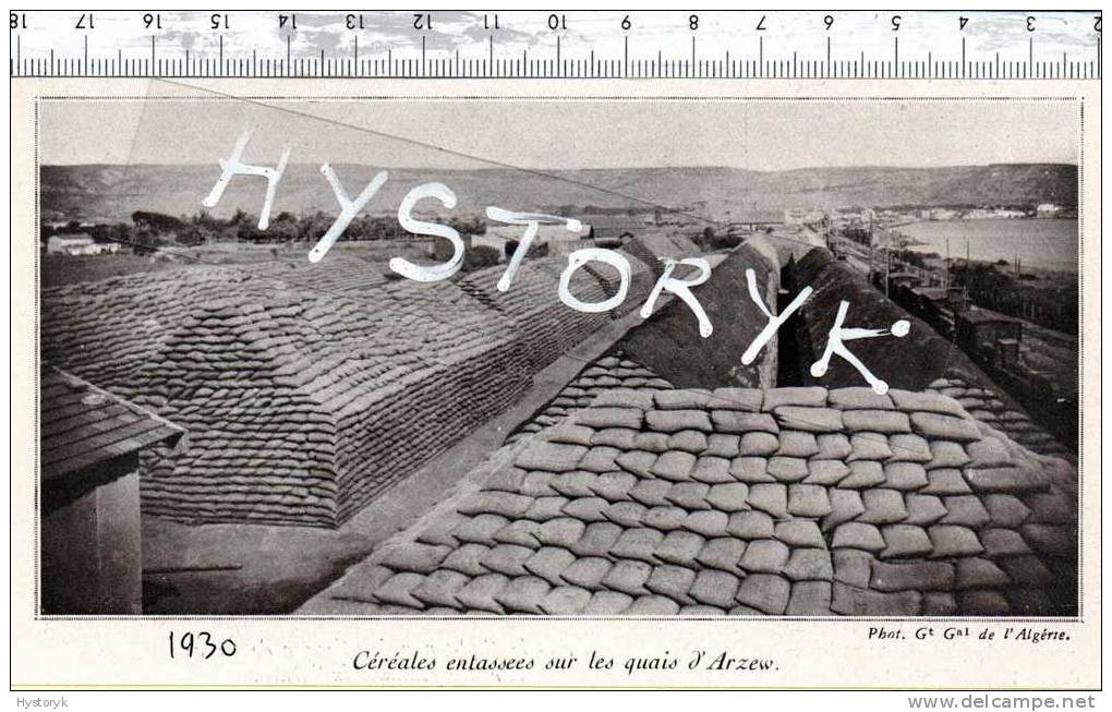 arzew les céréales sur le quai   1930  photo ancienne issu d´ un magazine de cette année là