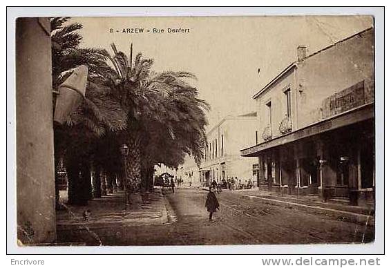cpa ARZEW rue denfert - salon de coiffure -n°8 -tampon tirailleurs indigenes