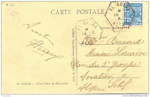 ALGERIE EL-GOLEA ALGER Càd HEXAGONAL EN POINTILLÉS du 16-2-30