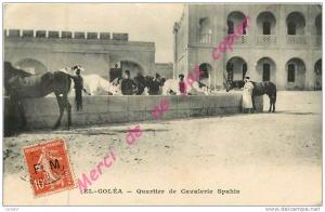 EL-GOLEA .  Quartier de Cavalerie  Spahis .  CPA animée .