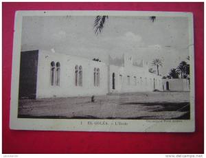 CPA ALGERIE EL GOLEA  L'ECOLE  VOYAGEE 1945 TIMBRE  ATTENTION ETAT MOYEN / MAUVAIS NOMBREUX PLIS ,ETC