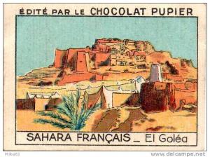 Image chocolat Pupier N°53, Album Afrique. Sahara Français. El Goléa.
