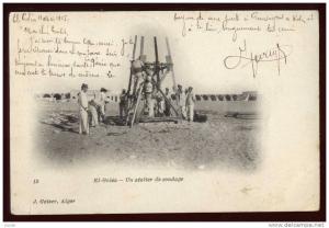 Cpa Algérie El Goléa un atelier de sondage  NW30