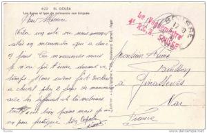 GUERRE 39-45-TUNISIE-SOUSSE LE 5-1-1941 GRIFFE LE VAGUEMESTRE 4e R.C.A. SOUSSE EN ROUGE - CARTE DE EL GOLEA LES DUNES -