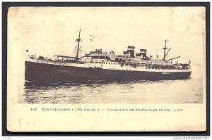 CPA  ANCIENNE- FRANCE- THEME  BATEAUX- PAQUEBOTS-  L'EL-GOLÉA - COURRIER DE LA Cie. DE NAVIGATION MIXTE- GROS PLAN