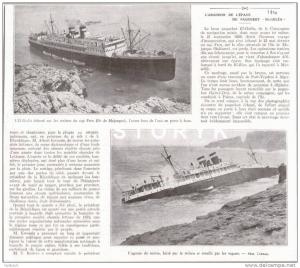 majorque naufrage bateau paquebot  el-goléa 22x19Cm 1941 photo ancienne issu d´ un magazine de cette année là