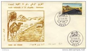 oran février 1969 enveloppe 1 er jour  route nationale n° 51 el goléa timimoun