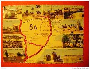 @@ CPSM ALGERIE  MULTIVUE CARTE GEOGRAPHIQUE 8A    TOUGGOURT GHARDAIA LAGHOUAT GUERRARA @@