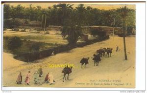 CPA  ALGERIE   Scénes et Types    Caravane sur la route de Biskra à Touggourt ( scans recto verso )