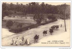 Caravane sur la route de Biskra à Touggourt