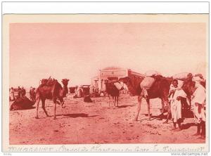 CONVOI DE CHAMEAUX EN GARE DE TOUGGOURT  L´ALGERIE VOUS CONVIE AUX FETES DE SON CENTENAIRE EN 1930