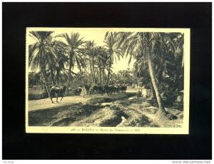 CPA ALGERIE  biskra route de touggourt  ND  animée