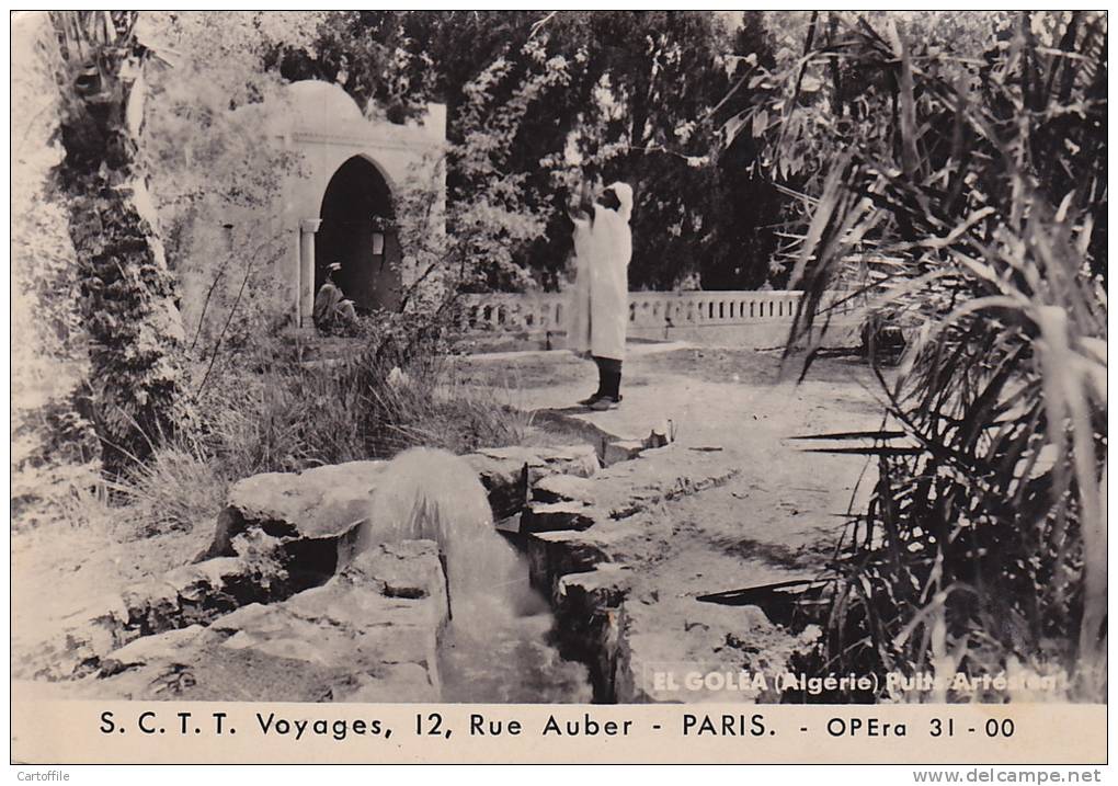 Carte Postale Publicitaire Agence de Voyage - El Goléa ALGERIE - Puits Artésien - S.C.T.T. VOYAGES