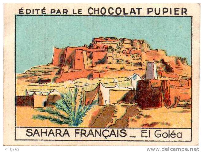 Image chocolat Pupier N°53, Album Afrique. Sahara Français. El Goléa.