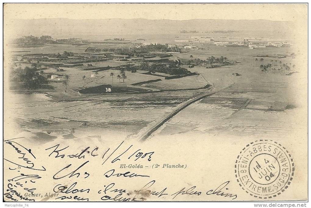 CACHET PERLE BENI ABBES EXTREME SUD ORANAIS 1904 CARTE EL GOLEA