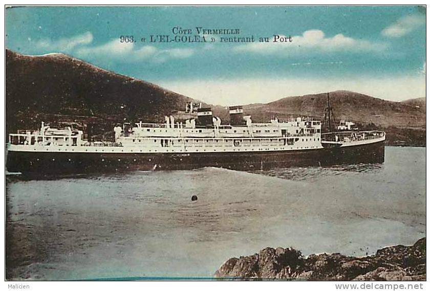 pyrenees orientales - ref A279- paquebot -courrier - l el golea * rentrant au port   - carte bon etat  -