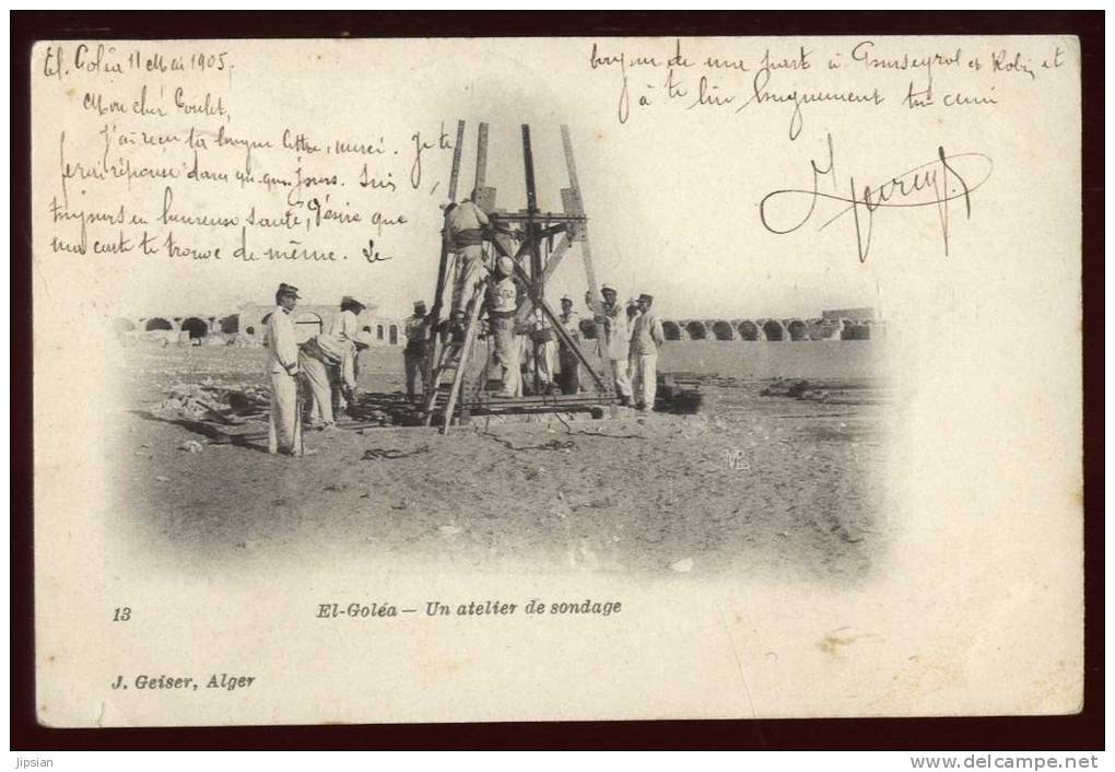Cpa Algérie El Goléa un atelier de sondage  NW30
