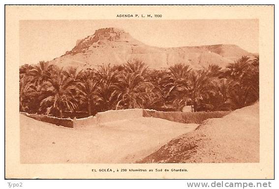 ALGERIE - EL GOLEA carte agenda PLM 1930