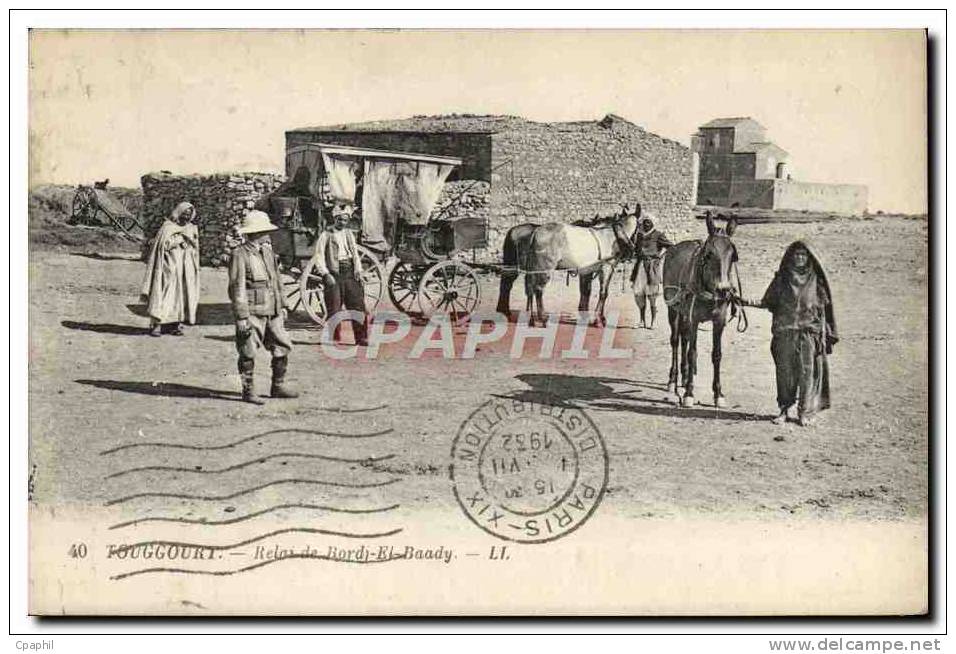 CPA Touggourt Relai De Bordj El Baady Caleche Atelage Chevaux