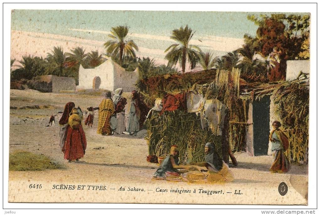 Belle CPA ALGERIE Cases Indigènes à Touggourt SAHARA VOIR SCAN et Descriptions !!! CARTE TACHEE!!!
