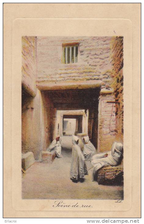 Carte postale une rue à Touggourt animé colorisé circulé TBE