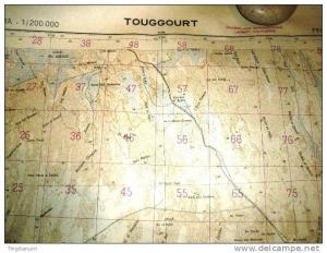 ALGERIE-CARTE GEOGRAPHIQUE TOUGGOURT( Quadrillage Myriametrique-Lambert Sud-Algerie)1960