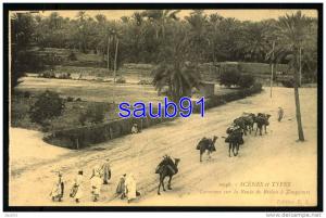 Scènes et Types -  Caravanes sur la Route de Biskra à Touggourt   -  Réf  25845