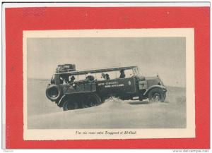 Entre TOUGGOURT et EL OUED  cpa animée  AUTO six roues          Edit Hotel Trasatlantique