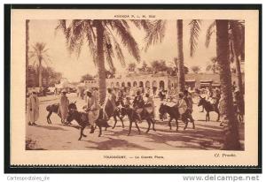 CPA Touggourt, La Grande Place, MÀnner reiten auf Eseln