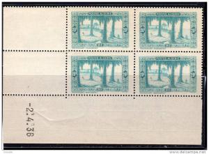 AlgérieBloc de 4 TP neufs avec coin daté année 1936-37(sites et paysagesUn Marabout à Touggourt)N°126