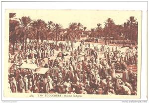 CP, Algérie, Touggourt, marché indigène,1927, voyagée