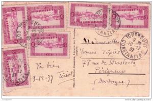 1937- C P A  de Touggourt / CONSTANTINe affr. à 3 c avec n°104 x  6 pour la France