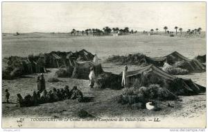 TOUGGOURT....LE GRAND DESERT ET CAMPEMENT DES OULEDS-NAILS....CPA ANIMEE
