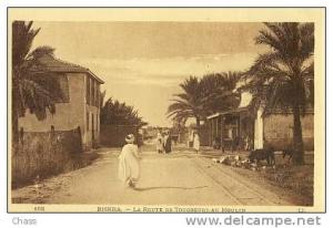 cpa-Algerie-Biskra-la route de Touggourt au Moulin(animée)