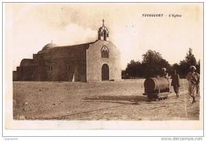 TOUGGOURT - L´Eglise-- Animée - cpsm sépia - écrite 1928 -Collect PROUHO -L´AFRIQUE-Edit Soubiran