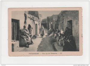 Algérie Touggourt une rue de Témacine animée personnages belle carte écrite en 1947