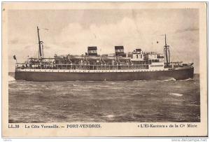 PORT VENDRES L'EL KANTARA  DE LA COMPAGNIE MIXTE PAQUEBOT CPA NO 39