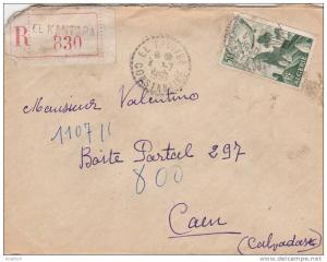 El Kantara 1950 - lettre recommandée Algérie avec étiquette recommandation