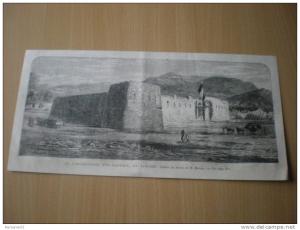 GRAVURE DU XIX° SIECLE - ALGERIE - LE CARAVANSERAIL D'EL-KANTARA