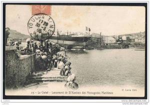 LA CIOTAT - LANCEMENT DE EL KANTARA DES MESSAGERIES MARITIMES - TIMBRE 1905 ( 2 scans) Paquebot Ship