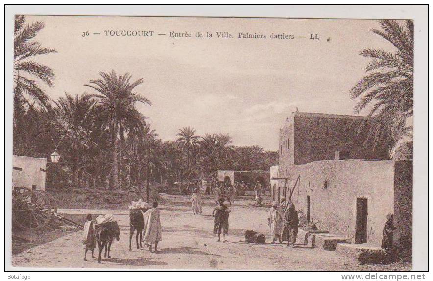 CPA TOUGGOURT, ENTREE DE LA VILLE, PALMIERS, DATTIERS