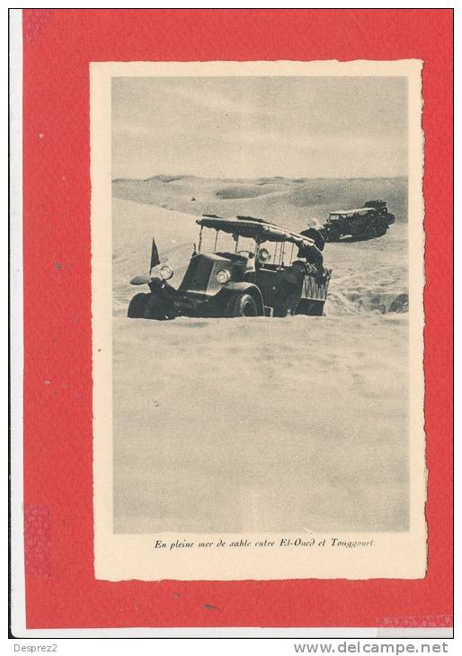 Entre TOUGGOURT et EL OUED  cpa animée  AUTO six roues          Edit Hotel Trasatlantique