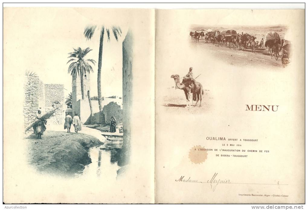 INAUGURATION DU CHEMIN DE FER DE BISKRA-TOUGGOURT . 1914 . RARE