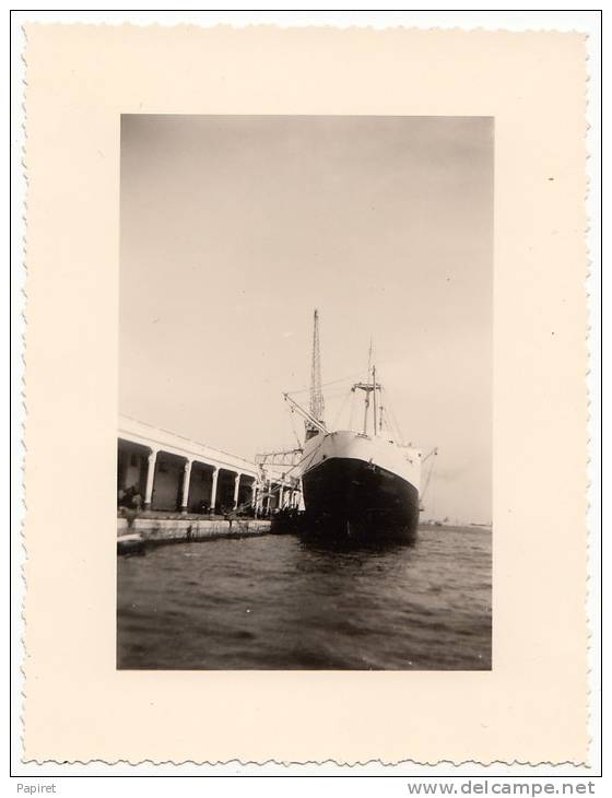 Photo Navire Le Touggourt Compagnie Navigation Mixte Marine Marchande en quai à Alger 1958