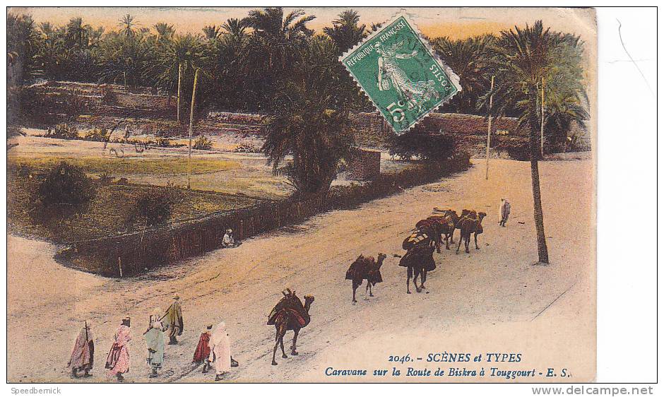 20659 scenes et types caravane Route Biskra Touggourt E.S. 2046 - Tampon régiments zouaves franchise militaire
